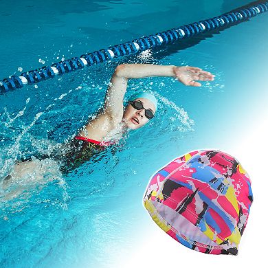 Elasticity Pink Splatter Pattern Swim Cap 5.91"x9.25" 1 Pc