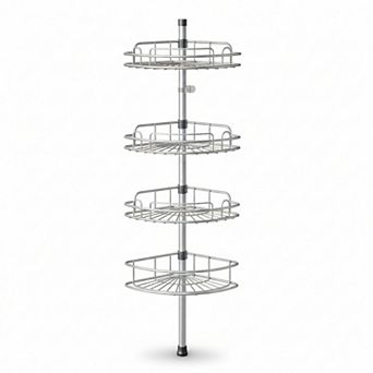 Tension Pole Shower Caddy 4 tier Adjustable No Drill Installation