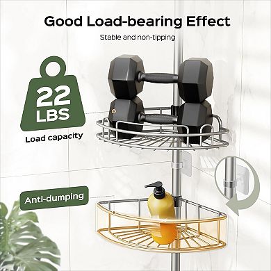 Tension Pole Shower Caddy 4 Tier Adjustable No Drill Installation