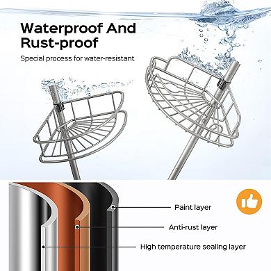 Tension Pole Shower Caddy 4 Tier Adjustable No Drill Installation