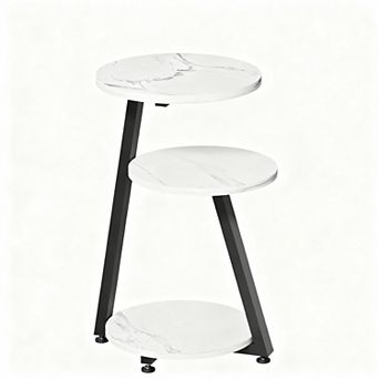 Three-tier rustic metal frame side table, suitable for living room or bedroom