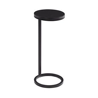 MIDOLA Matte Black 24 in Round Metal Accent Table