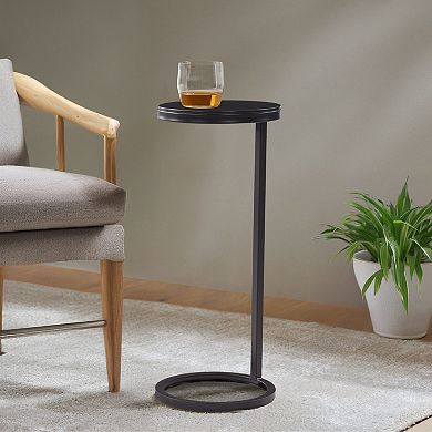 MIDOLA Matte Black 24-in. Round Metal Accent Table