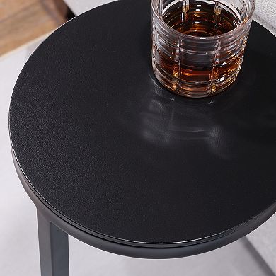 MIDOLA Matte Black 24-in. Round Metal Accent Table