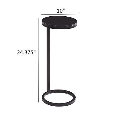 MIDOLA Matte Black 24-in. Round Metal Accent Table