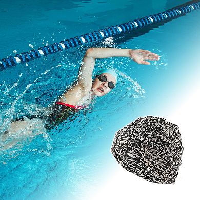 Elasticity Flower Pattern Swim Cap 5.91"x9.25" 1 Pc