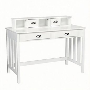 White Desk with 4 Drawers for Home Office or Bedroom