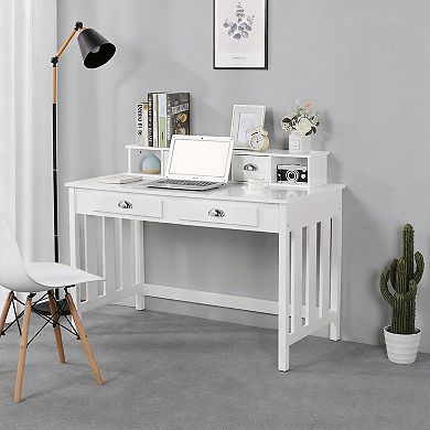 White Desk with 4 Drawers for Home Office or Bedroom