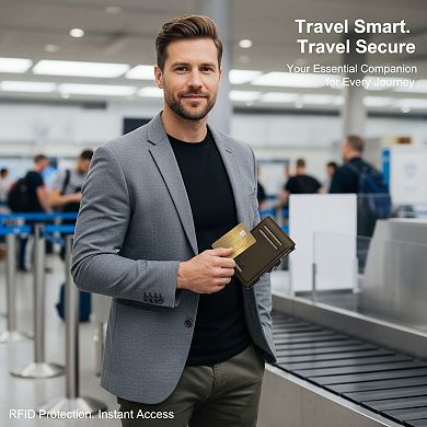 Slim Leather Wallet with RFID Blocking and Pop Up Card Holder