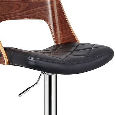 MIDOLA Bentwood 32-in. Adjustable Swivel Bar Stool with Diamond Quilted Seating