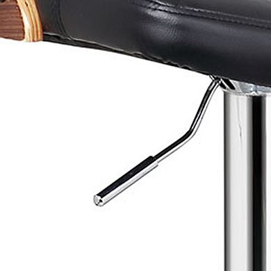 MIDOLA Bentwood 32-in. Adjustable Swivel Bar Stool with Diamond Quilted Seating