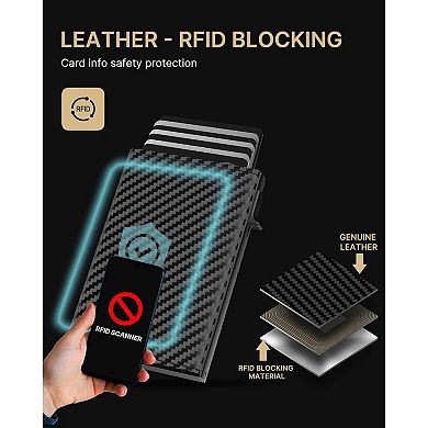 Smart Pop Up Wallet with RFID Blocking Aluminum Case and Leather