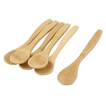 Household Kitchen Porridge Soup Sugar Salt Wooden Scoop Spoon Wood Color 6 pc