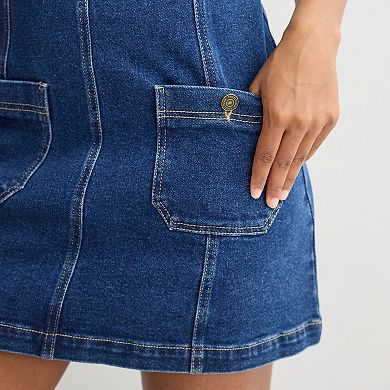 Juniors' Tinseltown Patch Pocket Shift Dress