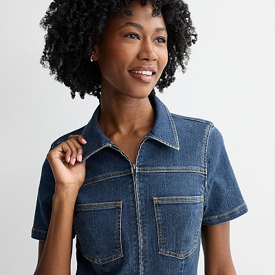 tinsel denim dress Sleeveless Tencel Denim Dress, MIDDLE BLUE / XS