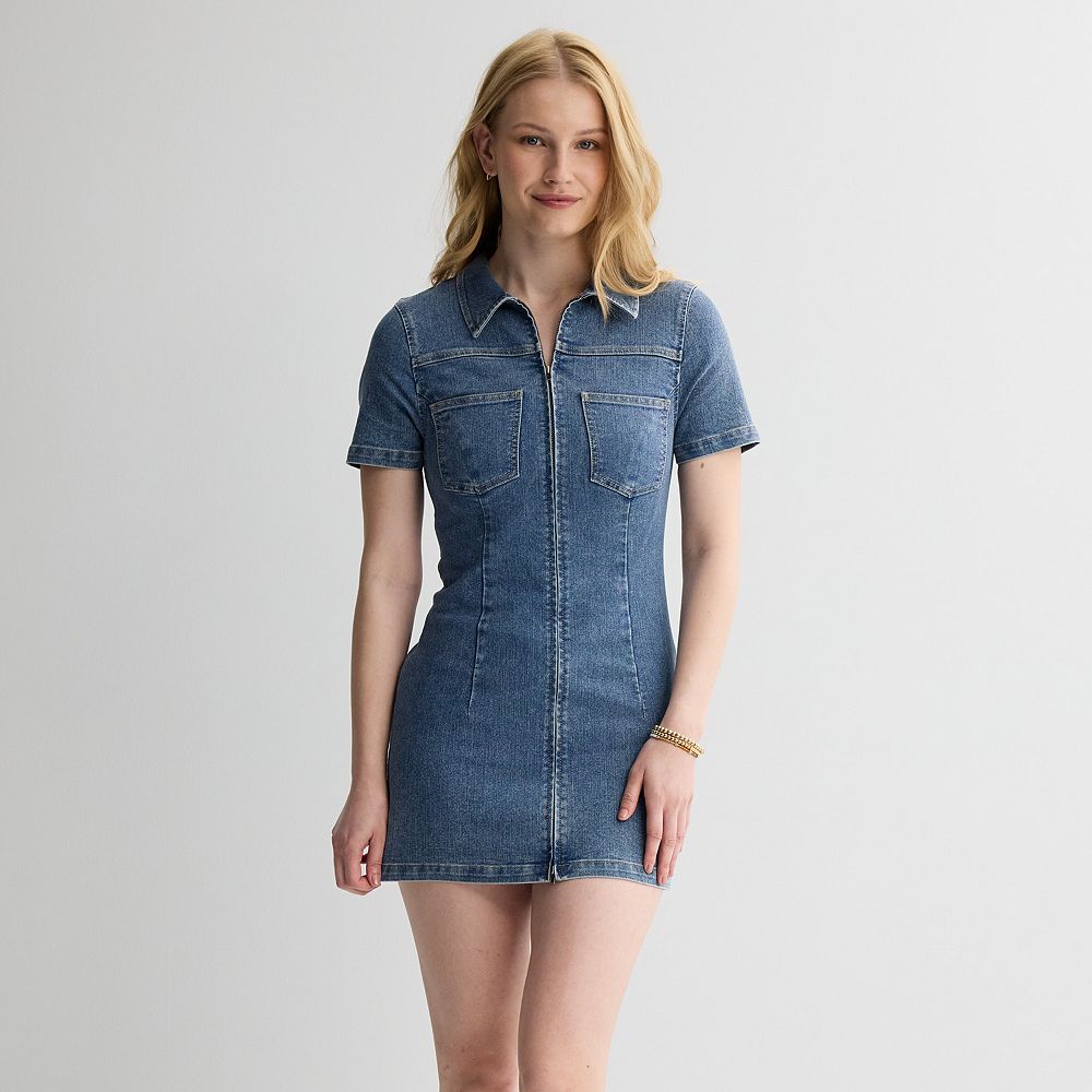 juniors' denim summer dress Calvin Klein Girl's Juniors Chambray Denim Shirt Dress Size L/G (12/14)
