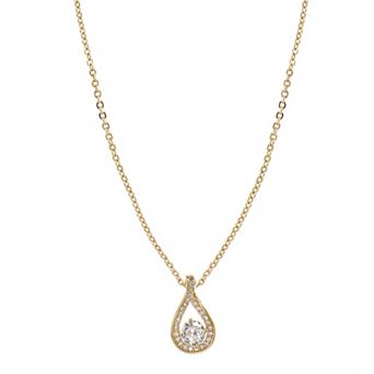 City Luxe 14k Gold Plated Cubic Zirconia Pendant Necklace