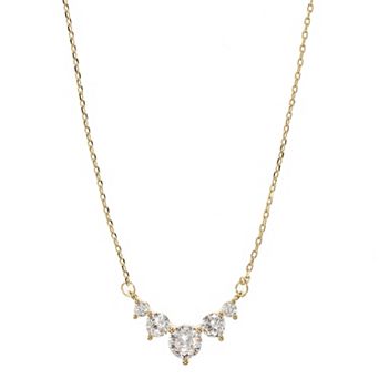 City Luxe 14k Gold Plated Graduated Cubic Zirconia Pendant Necklace