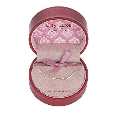 City Luxe 14k Gold Plated Polished Pendant Necklace