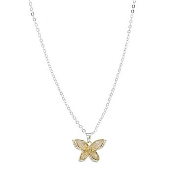 City Luxe 14k Gold & Fine Silver Plated Butterfly Pendant Necklace