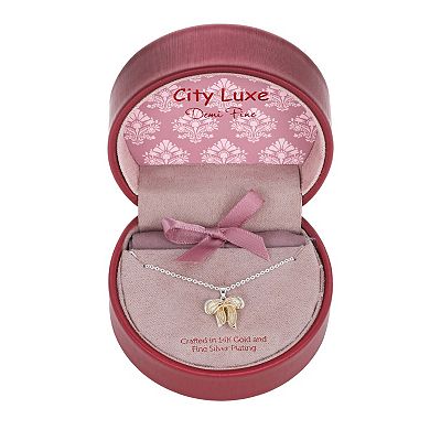City Luxe 14k Gold & Fine Silver Plated Bow Pendant Necklace