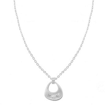 City Luxe Fine Silver Plated Brushed Pendant Necklace
