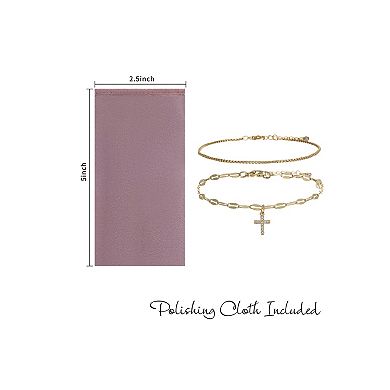 City Luxe 14k Gold Plated 2-Piece Serpentine & Paperclip Chain Bracelet Set