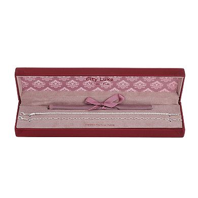 City Luxe Fine Silver Plated 2-Piece Serpentine & Paperclip Chain Bracelet Set