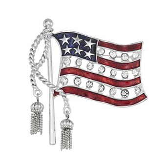 Napier Silver Tone USA Flag Pin