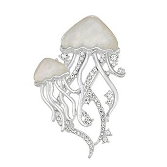 Napier Silver Tone Mother-of-Pearl Jellyfish Pin