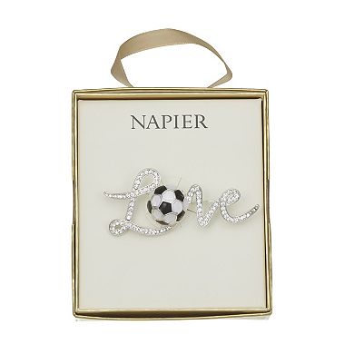 Napier Silver-Tone Love Soccer Pin