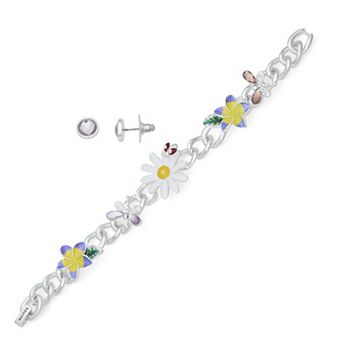 Napier Flower Bracelet & Earring Set