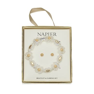 Napier 2-Piece Floral Bracelet & Earring Set