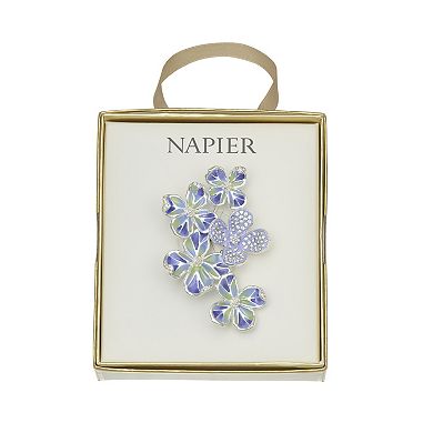Napier Silver-Tone Elevated Flowers Pin
