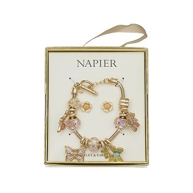 Napier Gold-Tone Butterfly Bracelet & Earring Set