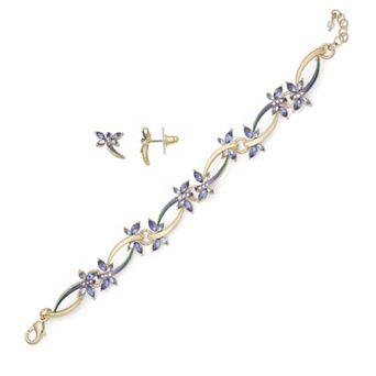 Napier Gold-Tone Lab-Created Gemstone Bracelet & Earring Set