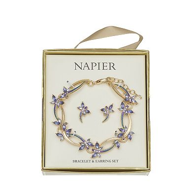Napier Gold-Tone Lab-Created Gemstone Bracelet & Earring Set