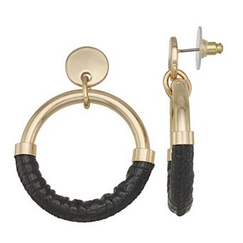 Nine West Gold Tone Lizard Texture Doorknocker Earrings