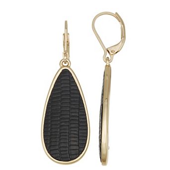 Nine West Gold Tone Lizard Texture Teardrop Earrings