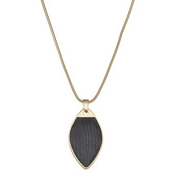 Nine West Gold Tone Lizard Texture Pendant Necklace