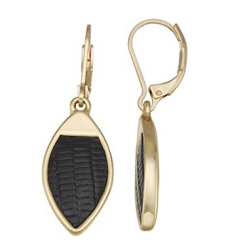 Nine West Gold Tone Lizard Texture Drop Earrings