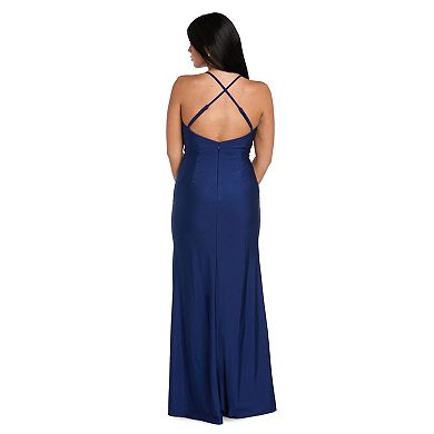 Juniors' Morgan and Co Rhinestone Detail Long Dress