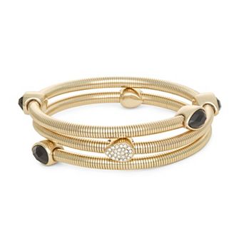 Nine West Gold Tone Orange Simulated Stone Coil Bracelet