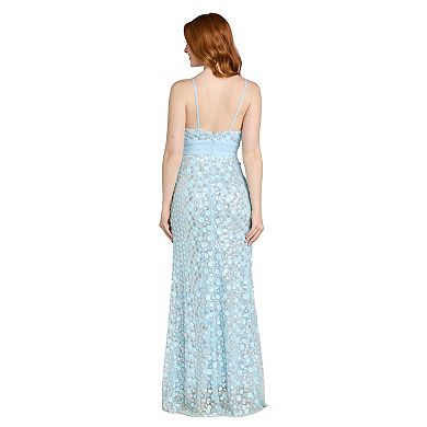 Juniors' Morgan and Co Long 3D Sequin Dress