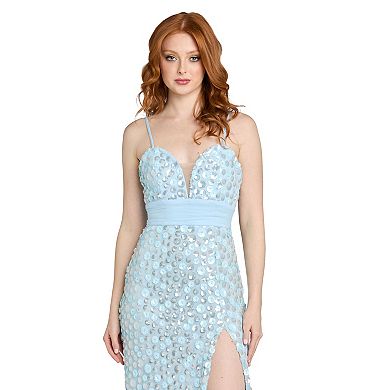 Juniors' Morgan and Co Long 3D Sequin Dress