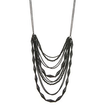 Simply Vera Vera Wang Black Multi Row Beaded Frontal Necklace