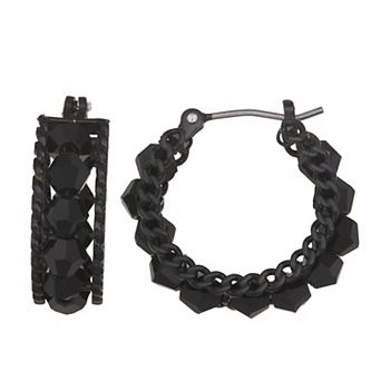 Simply Vera Vera Wang Black Beaded Hoop Earrings