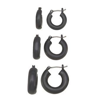 Simply Vera Vera Wang Black 3 pc Click It Hoop Earrings Set
