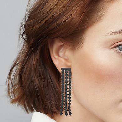 Simply Vera Vera Wang Black Post Back Bar Chandelier Earrings