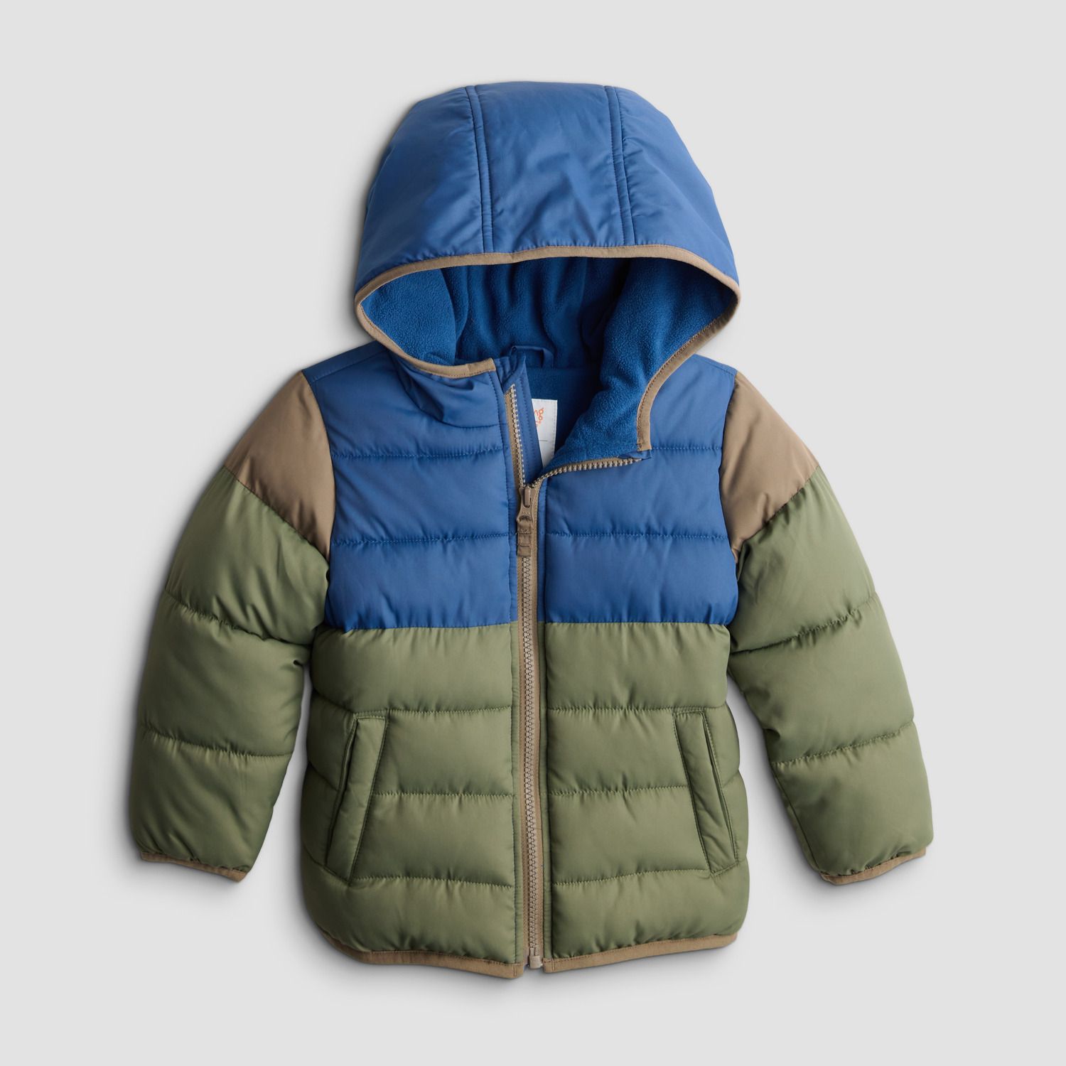 Куртка Jumping Beans® Heavy Weight Puffer для мальчиков-малышей, цвет: Зелёный синий коричневый — фото 1